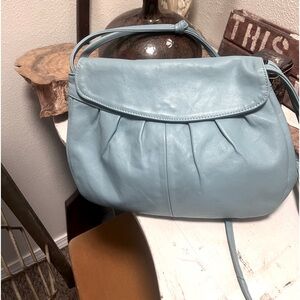 Light Blue Leather Shoulder Bag